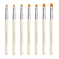 7-delige professionele nail art penseelset met goudfolie handvatten en oranje nylon haren - Cream Gold Foil Art Style