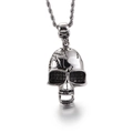 Silberner Edelstahl Totenkopf Anhänger im Hip-Hop-Stil mit Kordelkette Variante - Rissiger Totenkopf Anhänger Ohne Kette(KP82805-BDJX)