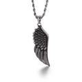 Pendentif aile vintage en argent vieilli avec chaîne torsadée pour collier homme - Style d'aile (KP82158-KHX)