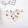Cotton petal bib with cartoon animal prints featuring koalas and pigs with snap button - [petal Bib] Zoo
