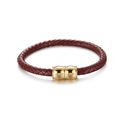 Handgefertigtes dunkelrotes Lederarmband mit elegantem goldenem Magnetverschluss - Rot