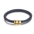 Geflochtenes dunkelgraublaues Mikrofaser-Lederarmband mit goldenem Magnetverschluss - Grau