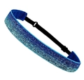 Teal and blue gradient glitter headband with adjustable black elastic strap - Blue Cyan Gradient