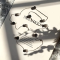 Long sweater necklace with black and white square crystal pendants on a fine chain - Silver + Silver White & Black