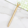 Elegante penna a sfera in metallo color oro champagne con un grande diamante di cristallo - Penna a Diamante Luminosa 1.0 / Oro di Lusso
