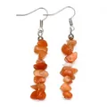 Handmade silver drop earrings with orange irregular crystal stones and fish hook design - Yellow