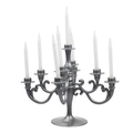 Chandelier élégant en métal gris foncé à cinq branches avec bougies blanches pour gâteaux - Chandelier à 9 branches-Gris