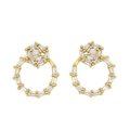 Elegant gold-plated geometric earrings with sparkling zircon stones in a symmetrical design - Round Style / Gold