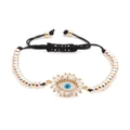 Pulsera ajustable ojo turco con cuentas de tres colores y colgante de circonita - Color Mezclado 3