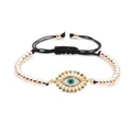 Macro detail of Evil Eye bead with colorful zircons on adjustable braided cord bracelet - Mixed Color 5
