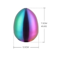 Rainbow gradient egg-shaped stainless steel seasoning shaker with dimension measurements - AB Color
