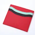 Rote Kartenbörse aus Saffiano-Leder mit Wellennaht und LLAMA-Markenlogo - Rot
