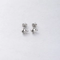 Pendientes de bola de acero inoxidable plateado con anillo para joyería artesanal - L / Color Acero