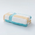 Thick cotton face towel with blue and yellow stripes, soft and absorbent texture - 34*76cm / Light Blue