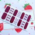 Waterproof 3D nail art stickers in red and white dots, strawberry style QF-438 variant - QF438-Red White Geometric Dots