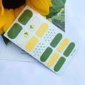 Waterproof 3D nail stickers QF-444 with green lemon patterns and yellow polka dots - QF444-Yellow Green Lemon Dots