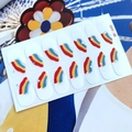 Waterproof 3D nail art stickers with rainbow stripes and silver stars, model QF-440 - QF440-Rainbow Stars