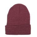 Deep red knitted beanie hat with speckled texture and fold-over cuff design - One Size / Wine Red