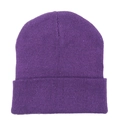 Classic purple cuffed knit beanie hat made of soft acrylic fabric for winter warmth - One Size / Purple
