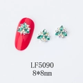 Detailed macro view of green marquise flower nail art charms size 8x8mm model LF5090 - 5090 Peacock Green