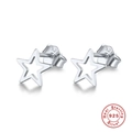 Minimalistische hohle Stern-Ohrstecker aus 925er Sterlingsilber mit Schmetterlingsverschluss - Platin
