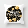 Housse de coussin de Noël blanche avec imprimé circulaire élégant doré et noir - Base Blanche Noir Or Couronne de Noël