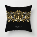 Schwarzer Weihnachts-Kissenbezug mit goldenem Rentier und Merry Christmas Druck - Schwarz Gold Weihnachtsrentier Sterne