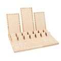 Wooden jewelry display set with beige velvet stands for necklaces, rings and bracelets - 25*39*23cm / Beige