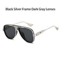 Lunettes de soleil pilote avec monture en métal noir et argent et verres gris noir - Monture Noir Argent Verres Noir Gris