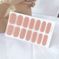 Self-adhesive nude pink gradient nail stickers with silver glitter accents, model QF-450 - QF450-Nude Pink Silver Glitter