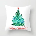 Merry Christmas pillowcase featuring a watercolor Christmas tree on white fabric - White Watercolor Christmas Tree (DRD370-6)