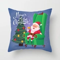 Square Christmas pillowcase featuring a cute Santa Claus cartoon and Merry Christmas text - White Base Santa Claus (DRD370-20)