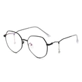 Montura de gafas poligonales negras con cadenas de estrellas y lentes contra luz azul - Marco Negro