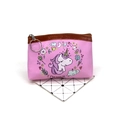Close-up of pink unicorn coin purse with I'M MAGIC print and metal keychain hook - Pink Dream Unicorn (No.9)