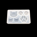 Silikonform mit 6 Aussparungen für Katzen- und Pfotenanhänger zum Basteln mit Kunstharz - Katze & Katzenpfote Form