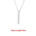 Polished silver stainless steel bar necklace with 45cm chain in minimalist style - Regular Polish (No Film) / Steel