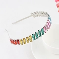 Elegant silver headband featuring colorful rectangular rhinestones on a white ceramic cup - Long Diamond-Silver