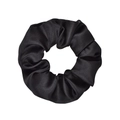 Minimalist black satin scrunchie with smooth silk texture for women's hair styling - Black (4)