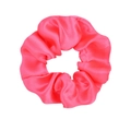 Elastic pink satin hair scrunchie with a glossy silk-like finish for women hair styling - Neon Pink (15)