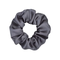 Dark grey satin silk scrunchie with high elasticity for hair styling and ponytail - Dark Gray