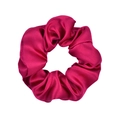 Glossy rose red satin scrunchie with soft fabric pleats for elegant women hairstyles - Rose Red