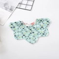 Cotton petal-shaped baby bib in light green with cute rice ball patterns and snap - [petal Bib] Blue Triangle