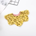 Bright yellow flower-shaped cotton baby bib with cartoon rice ball print and white snap - 【petal Bib】yellow Triangle