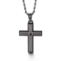 Minimalistische roestvrijstalen tweekleurige kruis hanger met zilveren touw ketting - Zilveren Stijl (KP83009-KFC)
