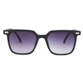 Kids vintage black square sunglasses with gradient purple lenses and silver metal rivets - Black Frame Double Gray Lens