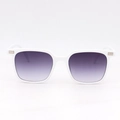 Modern white square frame kids sunglasses with purple gradient lenses and metal accents - White Frame Gray Lens