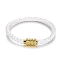 Geflochtenes weißes Lederarmband mit strukturiertem goldenem Magnetverschluss - Weiß (KB115227-KFC)