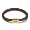 Geflochtenes Lederarmband für Herren mit goldener Magnet-Edelstahlschließe in Braun - Braun (KB115230-KFC)