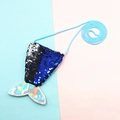 Blue and silver mermaid tail sequin coin purse with holographic fin and blue neck strap - Royal Blue