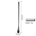 Black mirrored stainless steel long ice spoon with 22.3cm length for coffee and bar use - 23cm Black